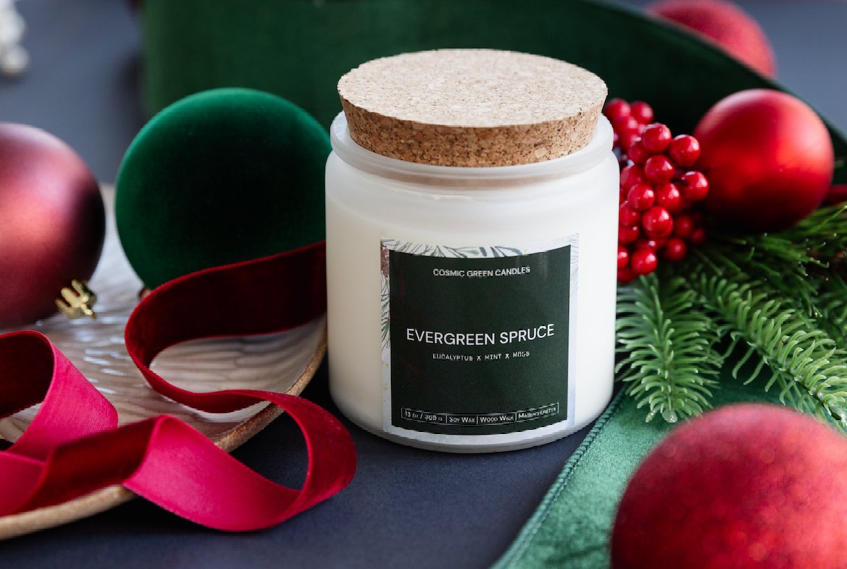 Evergreen & Ivory Collection - Cosmic Green Candles