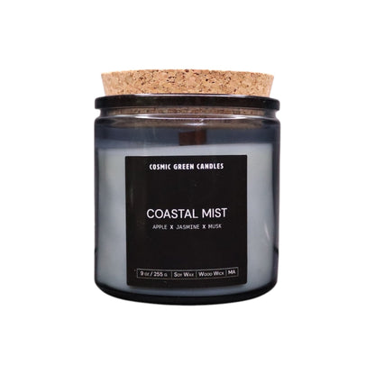 Coastal Mist candle in elegant packaging, perfect for gifting or home decor.