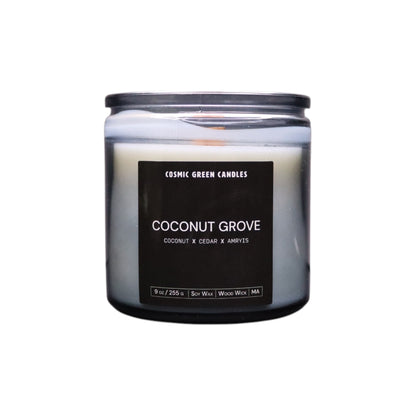 Coconut Grove candle with a tropical coconut aroma, handcrafted by a sustainable small business.