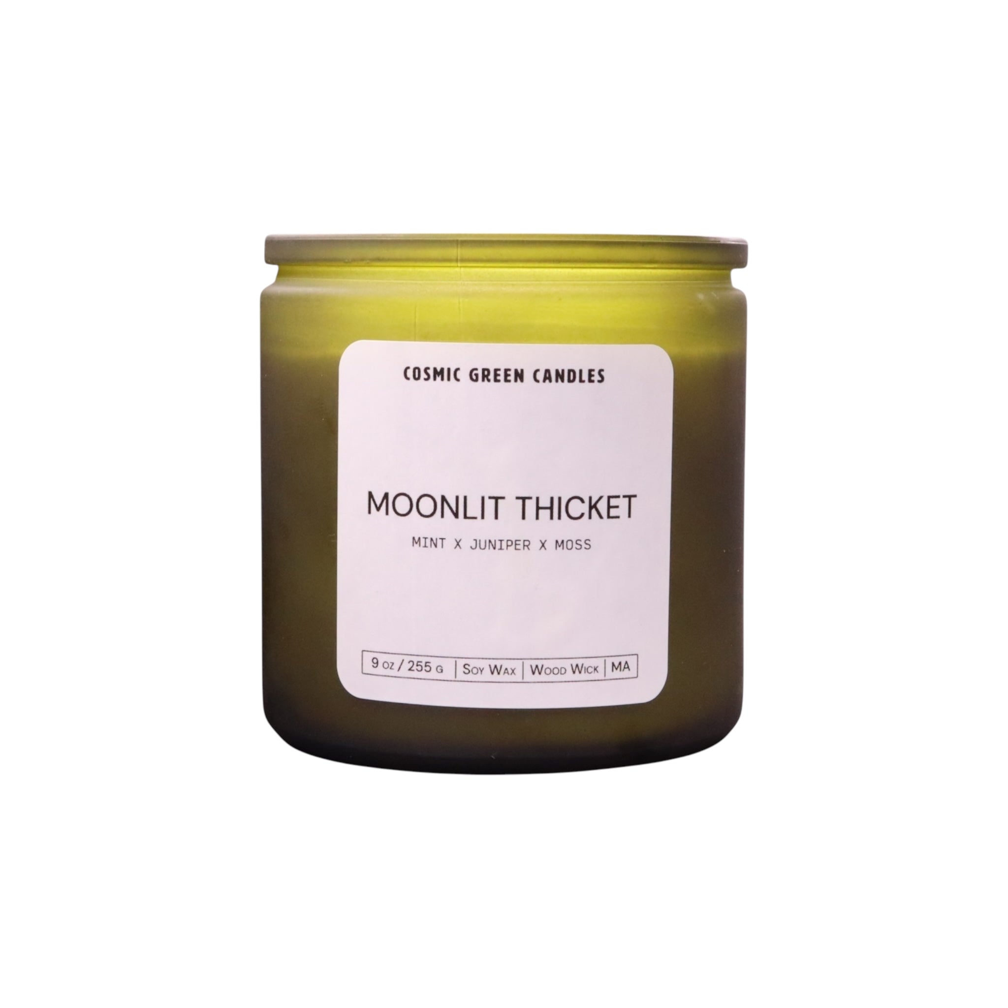 Natural Moonlit Thicket candle with a forest-inspired scent, made with sustainable materials.