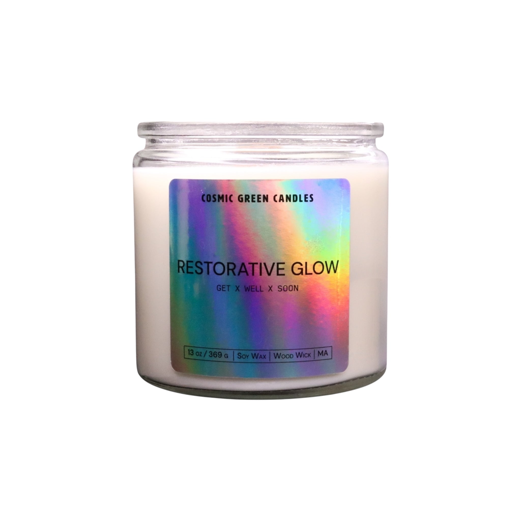 The Restorative Glow unscented candle offers a clean, flame-only experience, made with eco-friendly soy wax