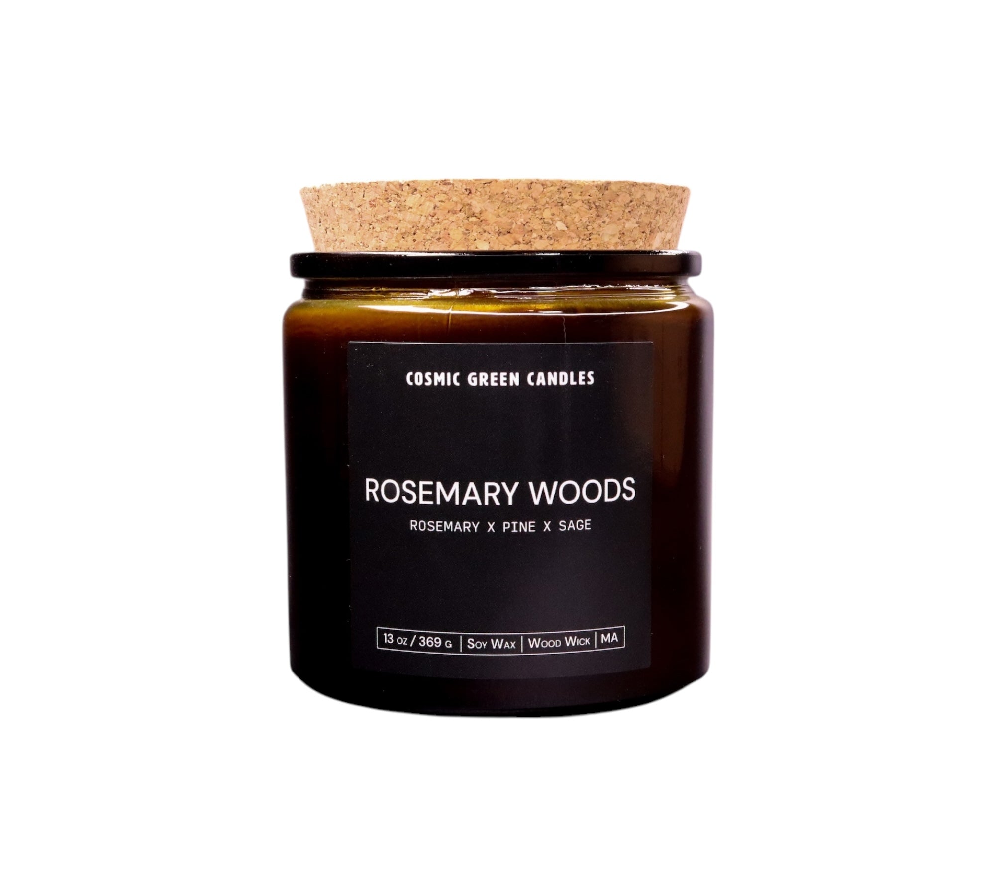 Handcrafted Rosemary Sage candle with a rich herbal blend and eco-friendly soy wax.