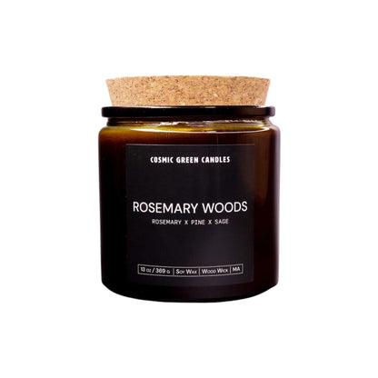 Handcrafted Rosemary Sage candle with a rich herbal blend and eco-friendly soy wax.