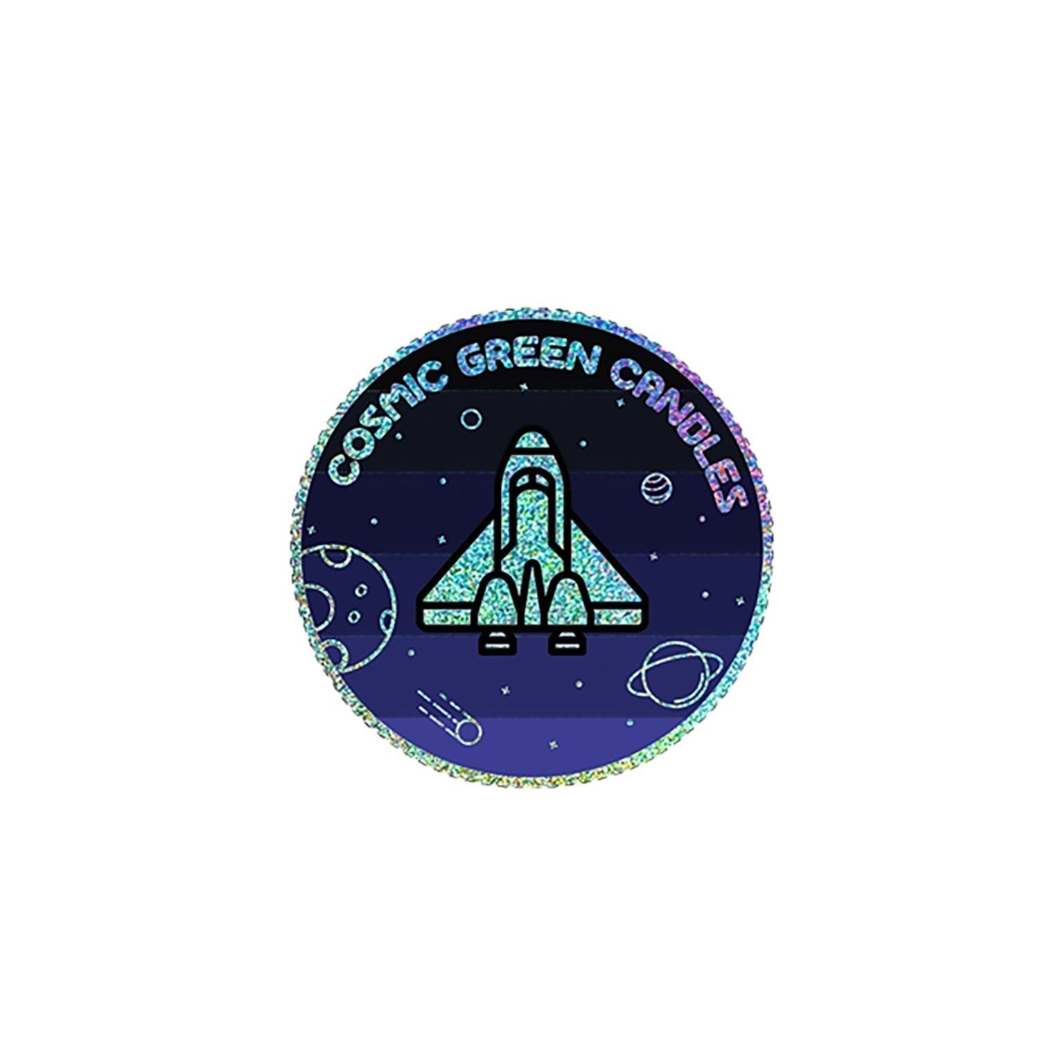 Cosmic Green Candles Shuttle Sticker Sticker