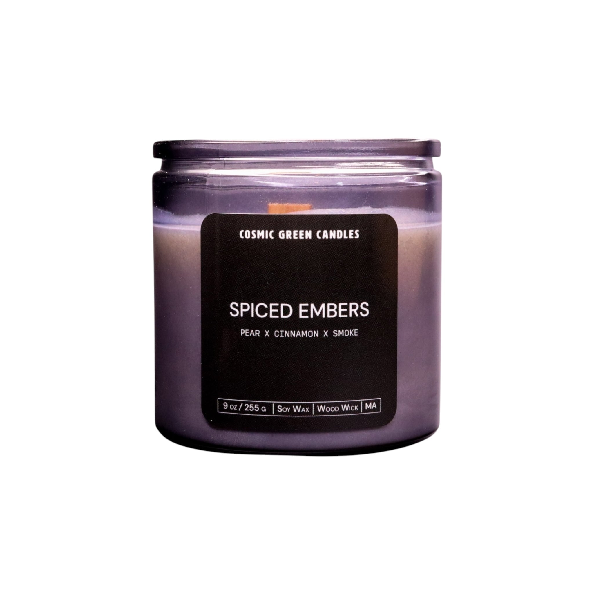 Natural Spiced Embers candle featuring a rich, spiced scent, created using sustainable materials.