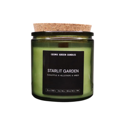 Handcrafted Starlit Garden candle with eco-friendly soy wax and a serene floral scent.