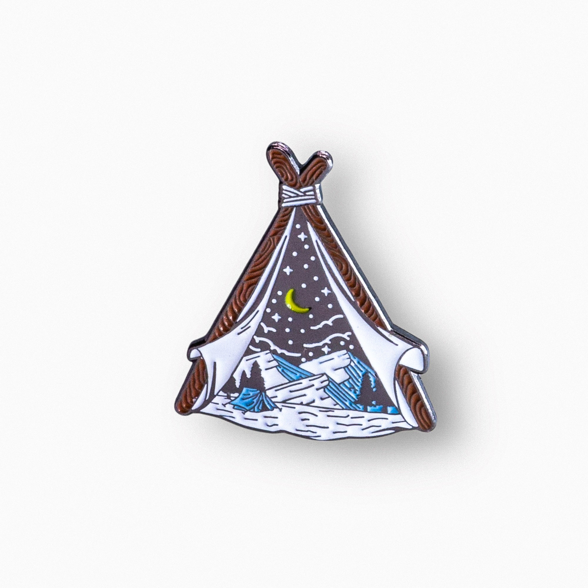 Starry Moon Pin - Cosmic Green Candles - Enamel Pin