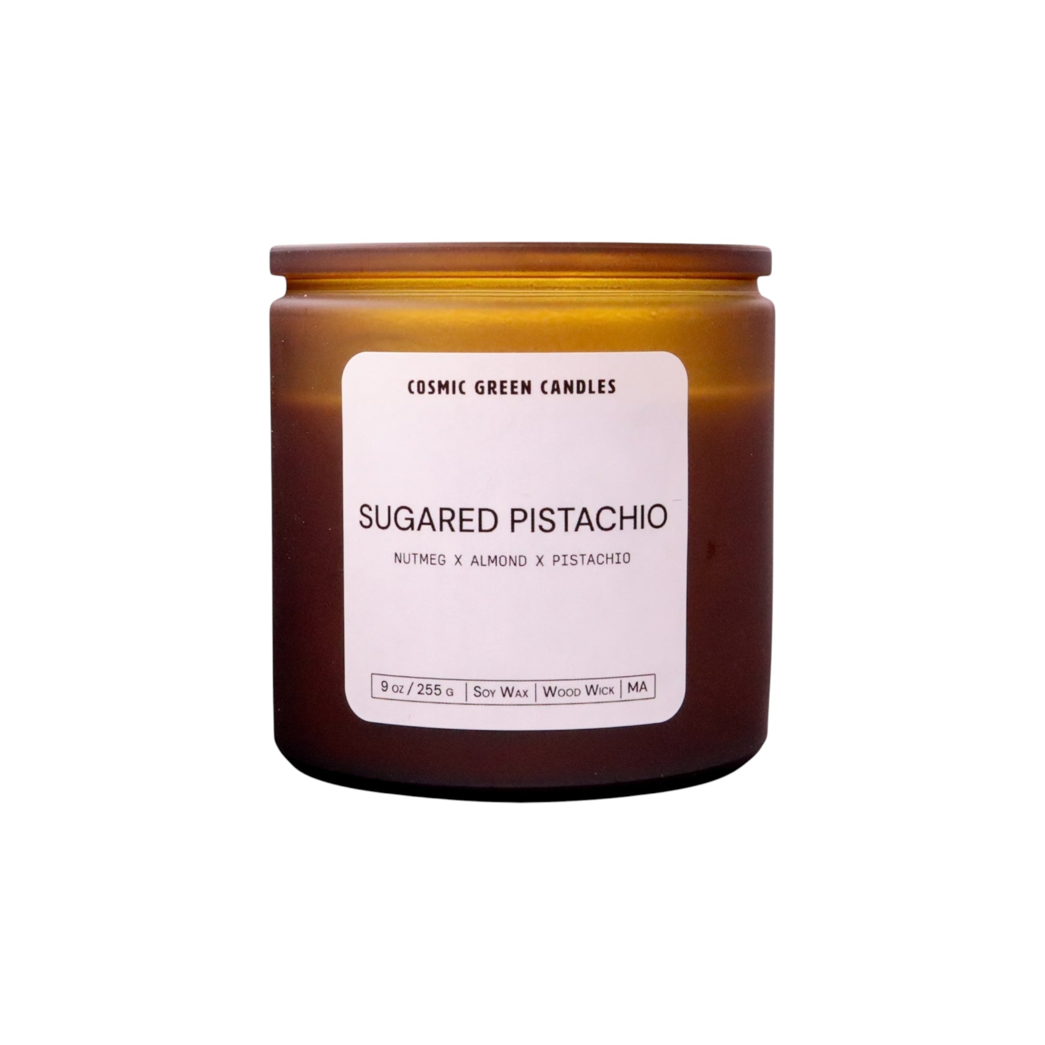 Natural Sugared Pistachio candle with a warm pistachio fragrance, crafted using sustainable materials.