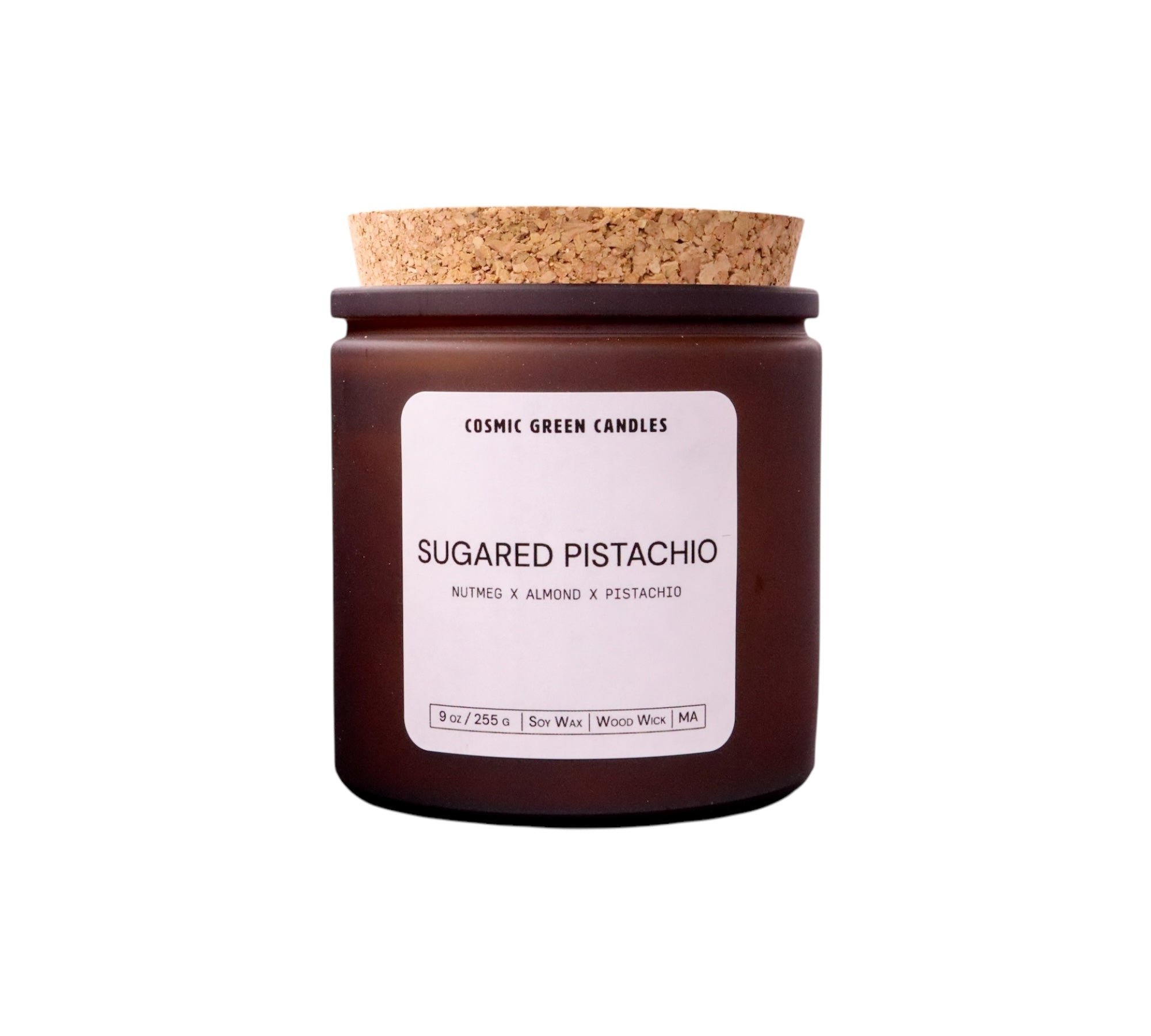 Handcrafted Sugared Pistachio candle with a rich pistachio aroma, created by an eco-conscious small business.