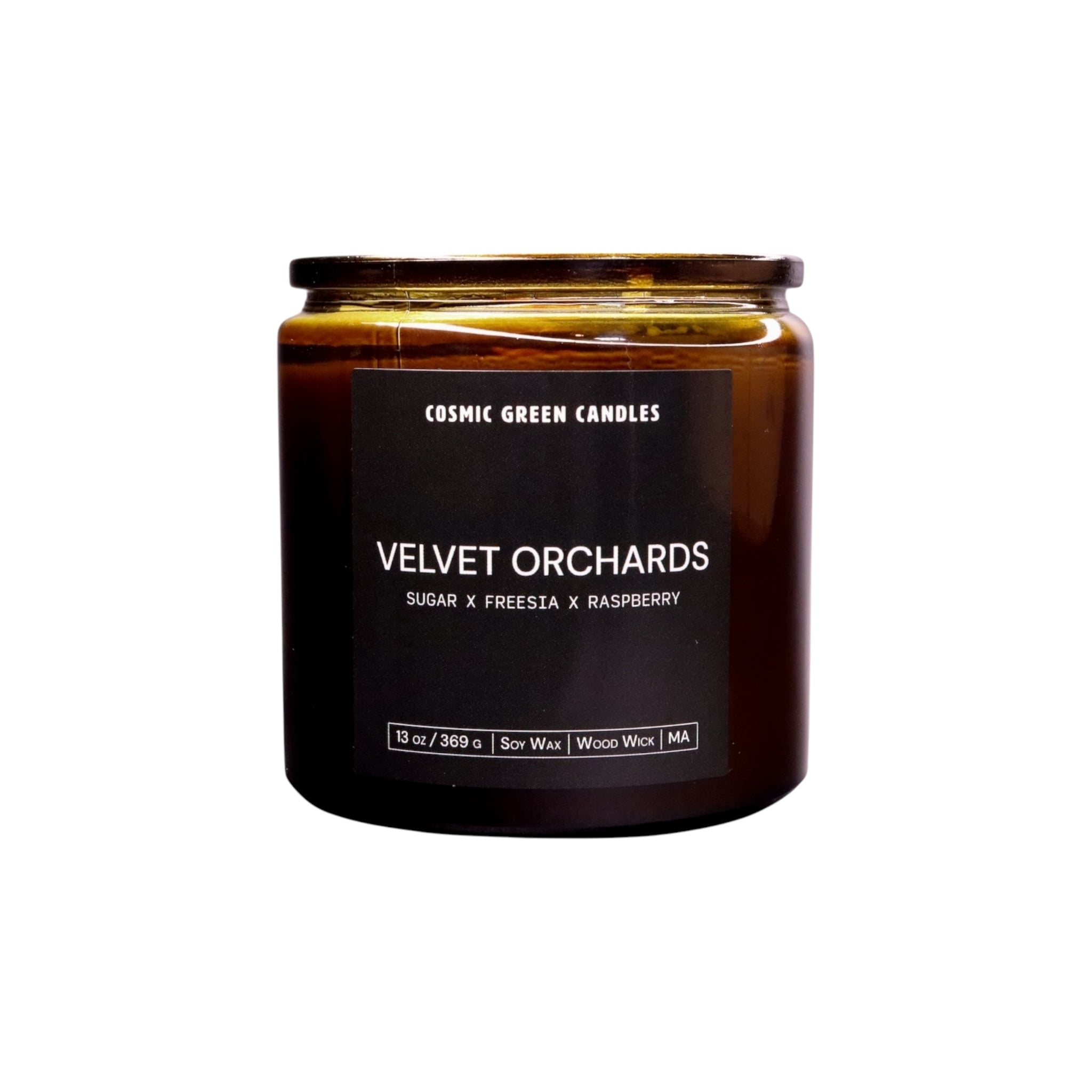 Natural Velvet Orchards candle with a luxurious orchard-inspired scent, made by a small sustainable business.