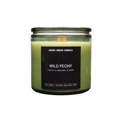 Wild Peony candle with a delicate floral fragrance, handcrafted by a sustainable small business.